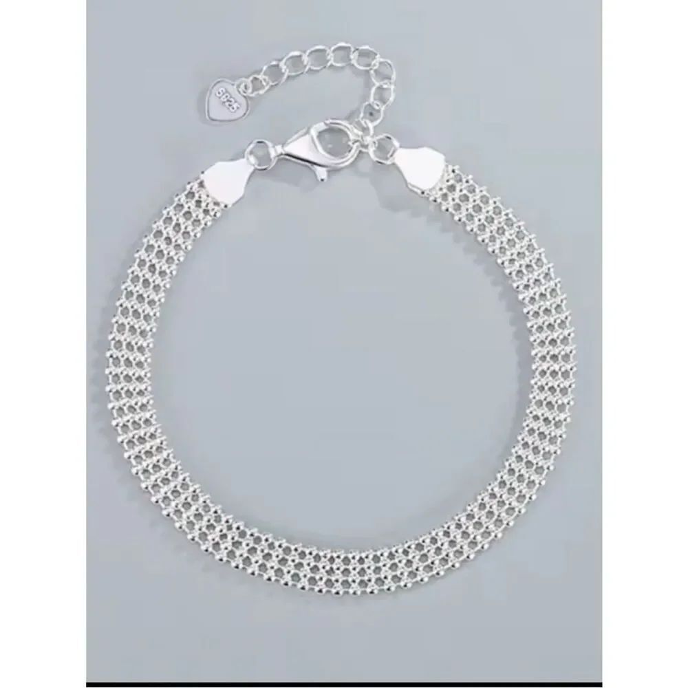 The 4 row silver beaded bracelet stamped 925